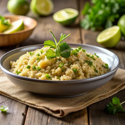 Risotto Cremoso de Quinoa con Puré de Zanahorias y Aguacate