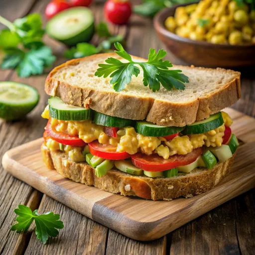 Sándwich de Garbanzos al Curry y Verduras Frescas